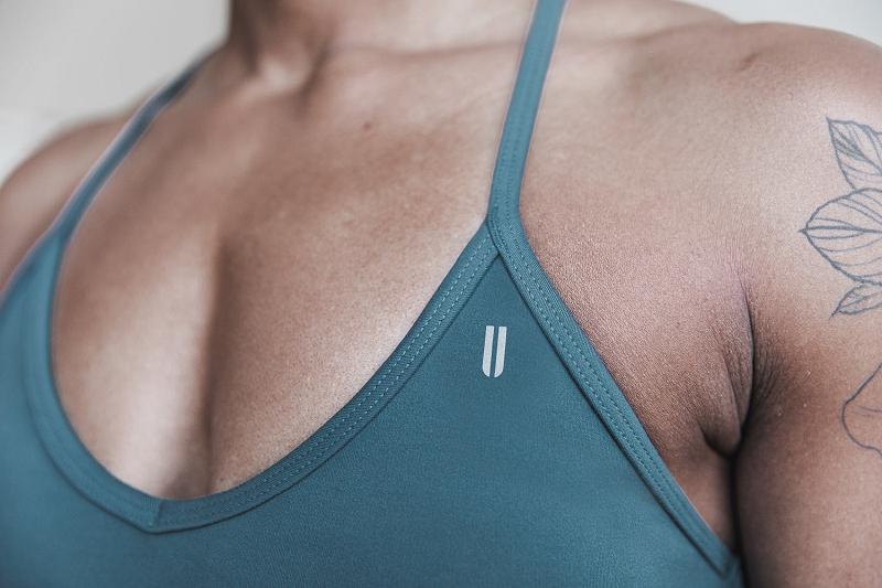 Nobull V-Neck Sports Bra (MATTE) Women's Sports Bra Turquoise | USA Z2240U